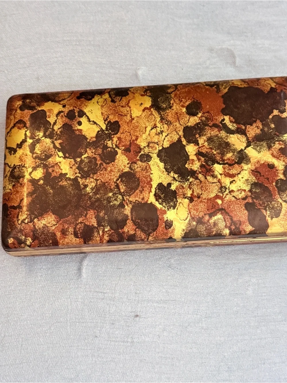 Vtg 70s MCM Mele Tortoise Look Clamshell Jewelry Travel Case